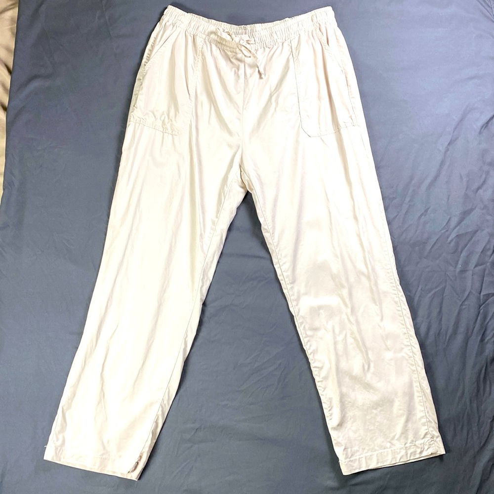 Magaschoni Cream Lightweight Wide Leg Pants with Pockets Casual Size L